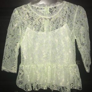Neon lace peplum top